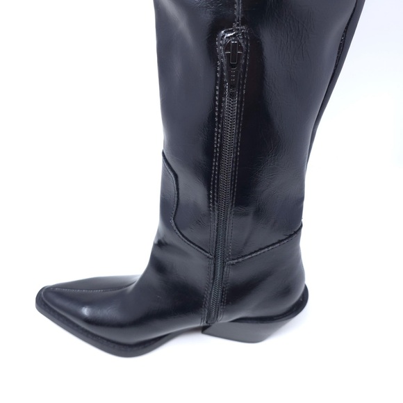 Wild Pair Luelap Boots Black Faux Leather Western Knee High - Picture 6 of 11